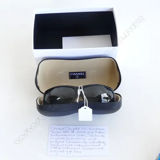 MINT & BOXED CHANEL CHRYSTAL CC SUN GLASSES MODEL 5081-PS BLACK LOGO PAT