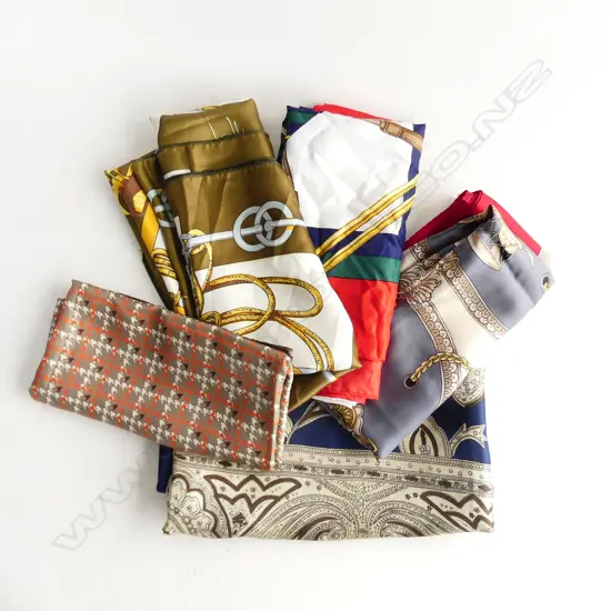 5 ASST VINTAGE SILK SCARVES 