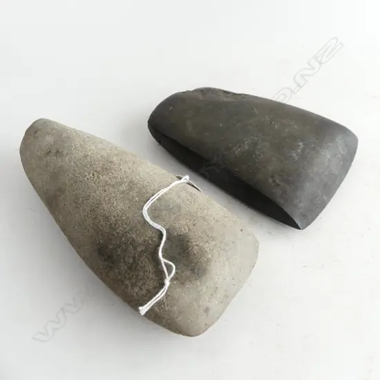 2 LRG PACIFIC STONE ADZES, LONGEST 210mm