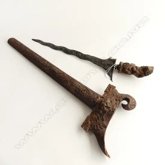 OLD CARVED INDONESIAN KRIS L620MM