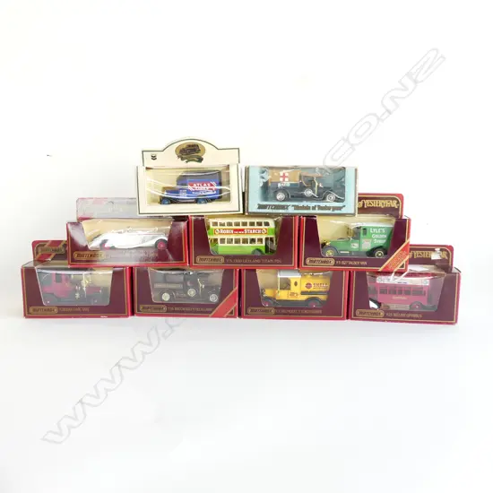 9 BOXED MODEL CARS; 8 MATCHBOX YESTERYEAR + LLEDO ATLAS TIRES TRUCK