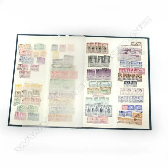 STOCK ALBUM OLD NZ STAMPS; 4 x full face queens + early pictorials + King Geo.V + QEII + decimal  etc