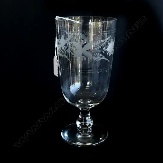 19thC ETCHED GLASS CELERY VASE. H.220MM