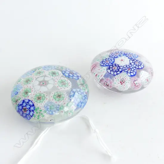 2 MILLIFIORE GLASS PAPER WEIGHTS