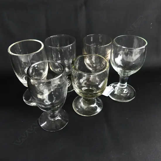 HARLEQUIN SET OF 6 ANTIQUE DRINKING GLASSES H.140mm