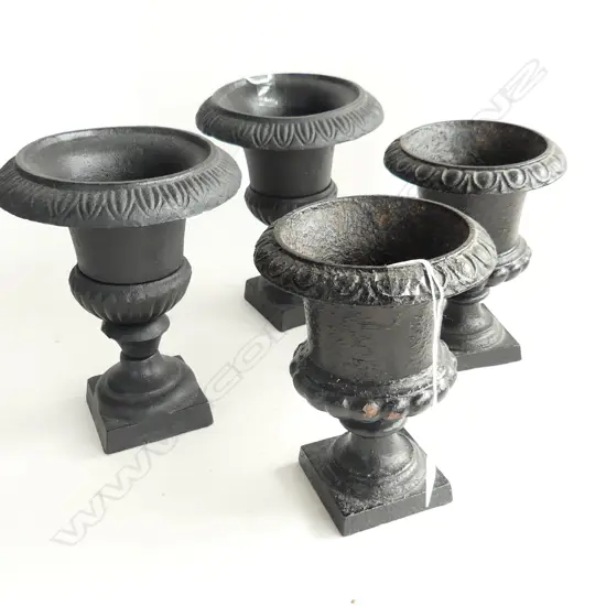 2  PAIRS OF CAST IRON SMALL CLASSICAL URNS H180 MM