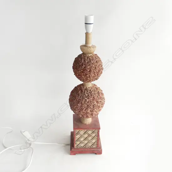 LG DOUBLE GOURD ROSE ENCRUSTED TABLE LAMP BASE H.  620MM
