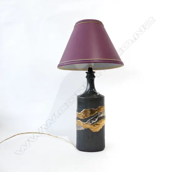 PATTI MEADS TABLE LAMP, MATTE BLACK BASE WITH GOLD  H. 570MM