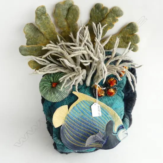 FELTED & STITCHED TEXTILE ARTWORK THE REEF H.440mm