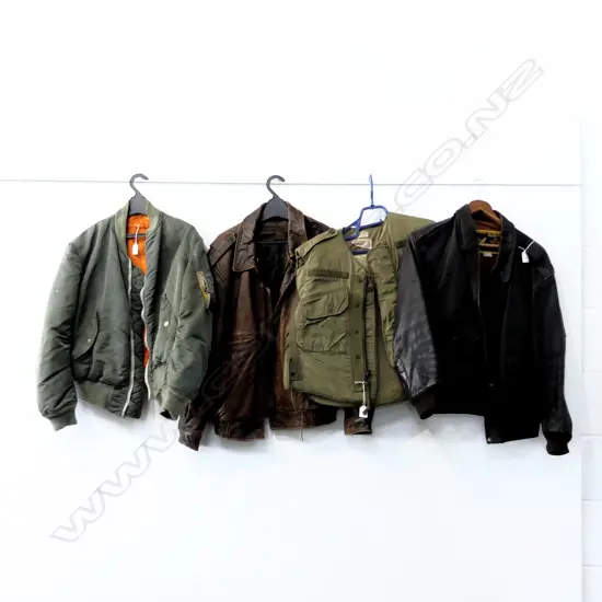 2 LEATHER JACKETS + OTHER (AIRFORCE) + PROTECTIVE AMOURED VEST