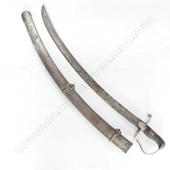  19THC PATTERN 1796 ? CAVALRY SABRE STEEL SCABBARD WITH DOUBLE HANGERS L.1005mm