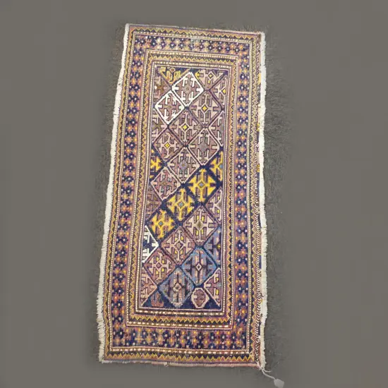 SMALL HAND KNOTTED ALL WOOL PERSIAN RUG 1440x640mm