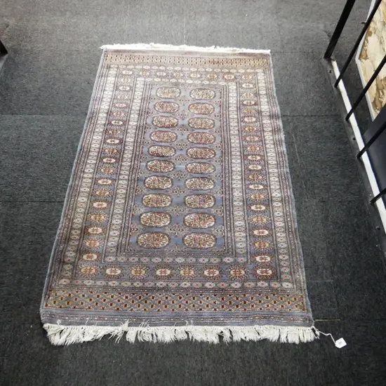 BLUE TONE WOOL ON COTTON HAND KNOTTED RUG