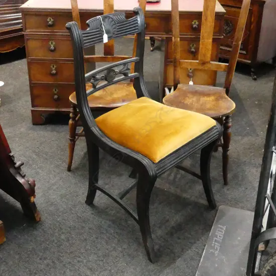 19THC EBONY REGENCY SIDE CHAIR (a little wobbly)