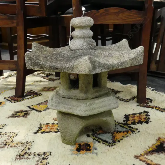 ORIENTAL CONCRETE TEMPLE GARDEN ORNAMENT APPROX 400 X 500MM