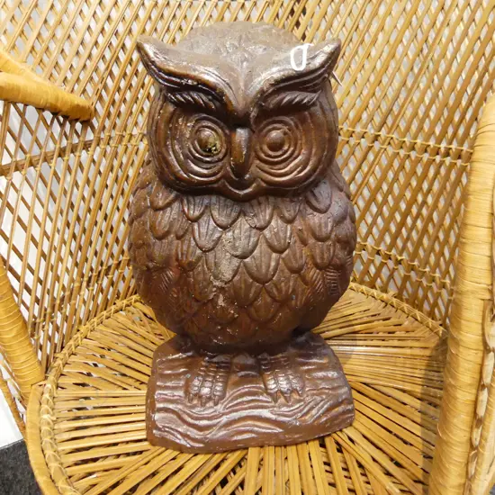 PR OWL IRON STONE GARDEN SCULPTURES H.365mm
