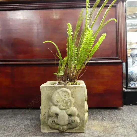 MAORI DESIGN PLANTER POT WITH PLANT