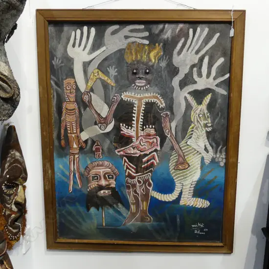 **RTV** LARGE FRAMED ABORIGINAL ARTWORK SIGNED MIKE URBANO 69  L1M270MM W1M100MM