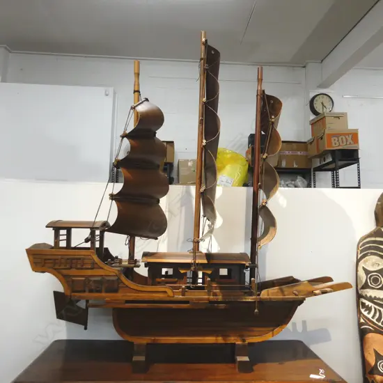 LG WOODEN CHINESE JUNK MODEL SAIL BOAT H.1450mm
