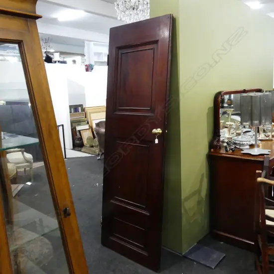 SOLID MAHOGANY PANELLED DOOR. H.2115 