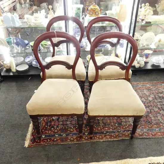 4 VICTORIAN BALLOON BACK CHAIRS