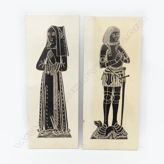 TWO RUBBINGS STYLE PICTURES - MEDIEVAL FIGURES 230 X 555MM