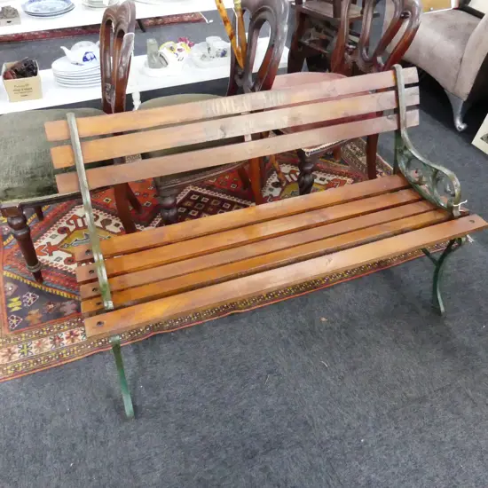 WOODEN BENCH SEAT w. STENCIL 'HOME GUARD' W.1220mm