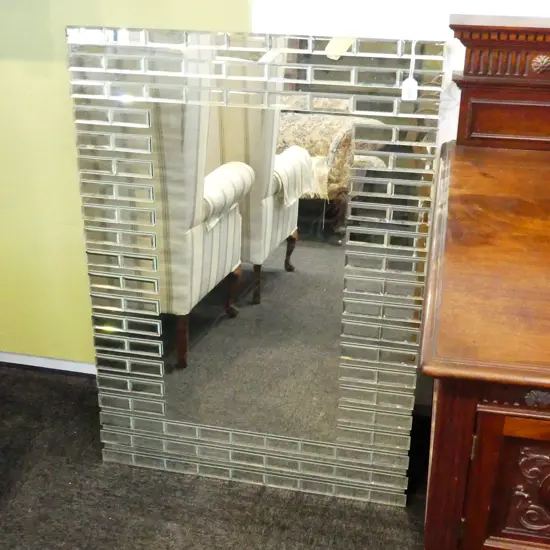 LG WALL MIRROR WITH MOSAIC MIRROR TILE FRAME  680 X 950MM