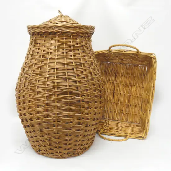 LG CANE LAUNDRY HAMPER (H.640MM)   + LG CANE BASKET  (420 X 510MM)