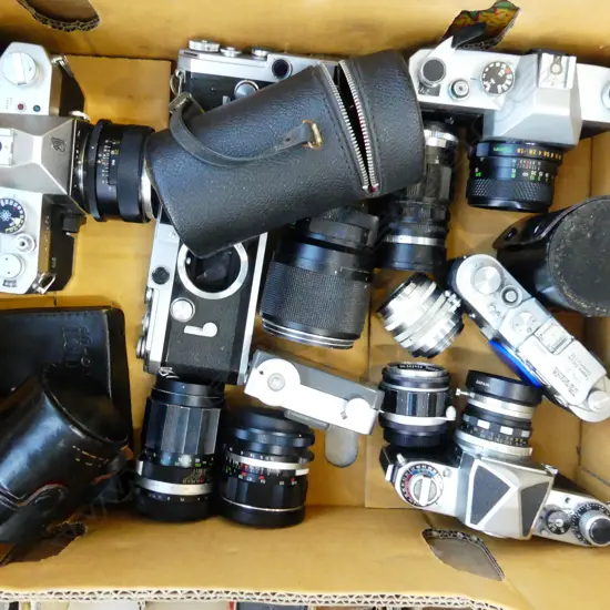 BOX LOT CAMERAS & LENSES