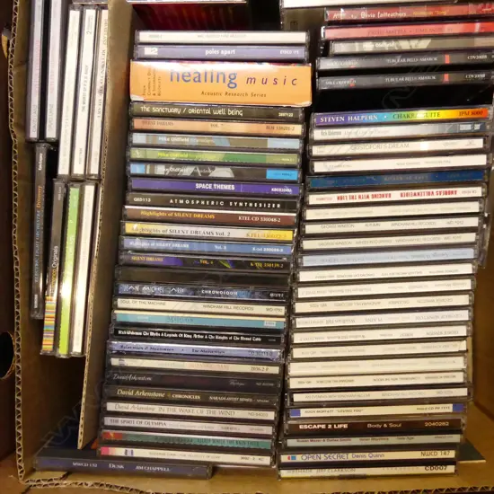 BOX LOT OF 70 + CDS NEW AGE MUSIC ETC