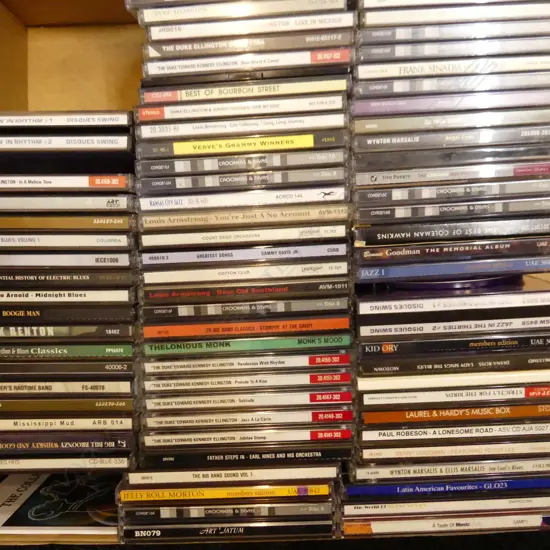 BOX LOT OF 60+ CDS BLUES,JAZZ ETC 
