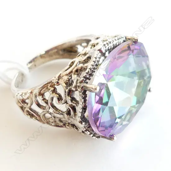 LG 925 SILVER MYSTIC TOPAZ RING SIZE O