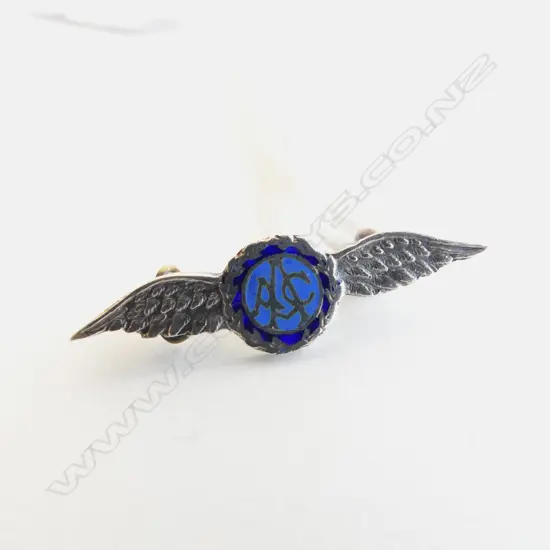 NZ STG SILVER AAC AIR FORCE BROOCH BY YOUNG & CO. L. 33MM