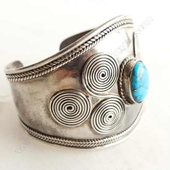 MEXICAN SILVER & TURQUOISE BANGLE