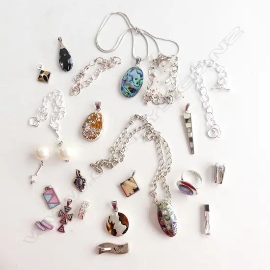ASSORTED SILVER SHELL/PAUA/ ETC PENDANTS/EARRINGS/BRACELETS