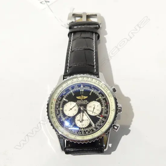 COPY BREITLING CHRONOMETER AUTOMATIC WATCH, LEATHER STRAP, WORKING 