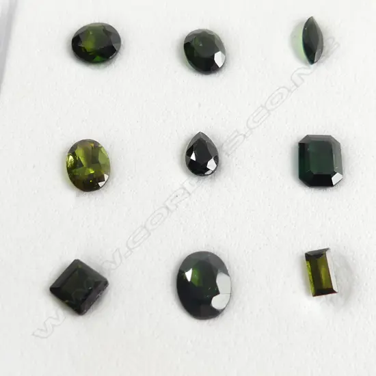 BOX 9 MIXED FACETED PINE GREEN TOURMALINE 