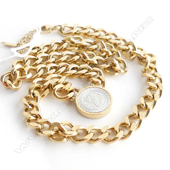 HEAVY GOLD GILT CHAIN WITH COIN PENDANT