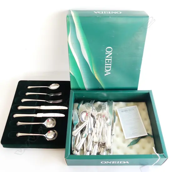 ONEIDA PART SILVER PLATE CUTLERY SET IN BOX...