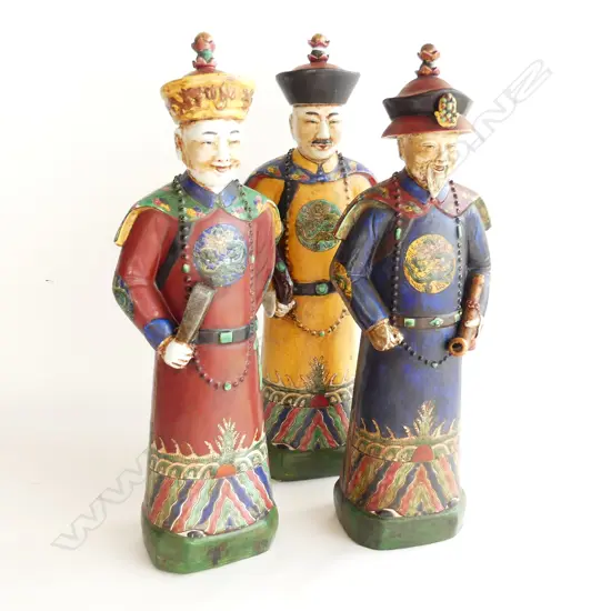 3 CHINESE WISEMEN CERAMIC FIGURES H.440mm
