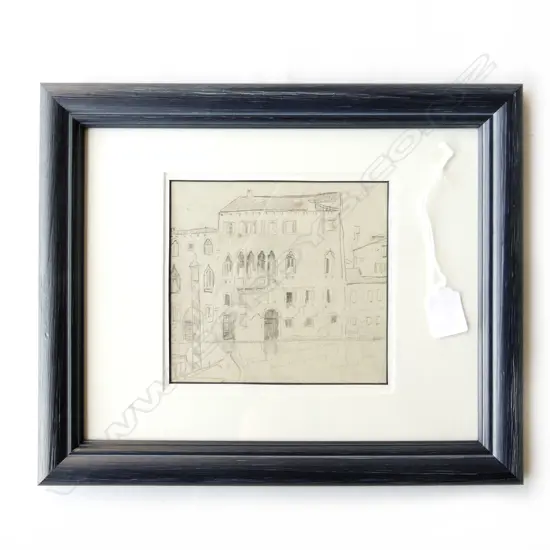JOHN WEEKS - FRAMED VENETIAN GRAPHITE SCENE 145 X 155MM 