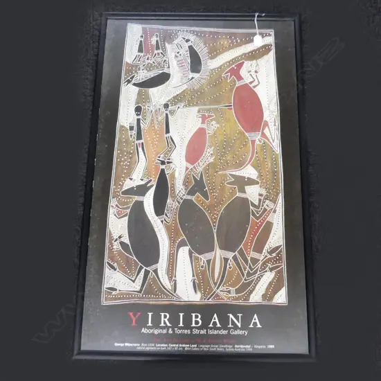 LG FRAMED AUSTRALIAN ABORIGINAL ART POSTER 450 X 920MM