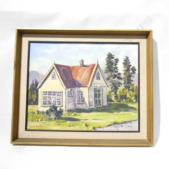 OMAKA SCHOOL, BLENHEIM. SIGNED AUDREY DURANT. H.400 x 500mm