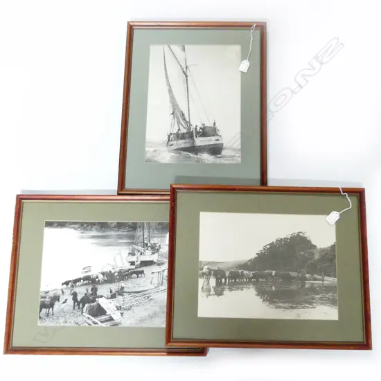 3 HISTORICAL FRAMED PHOTOGRAPHS, SUBJECT - THE JANE GIFFORD RIGGED SAILING SCOW