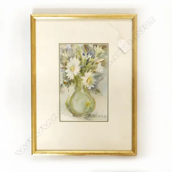 Ernestine Maddox (NZ) w/c STILL LIFE 'DAISIES IN GLASS' 205 x 125mm