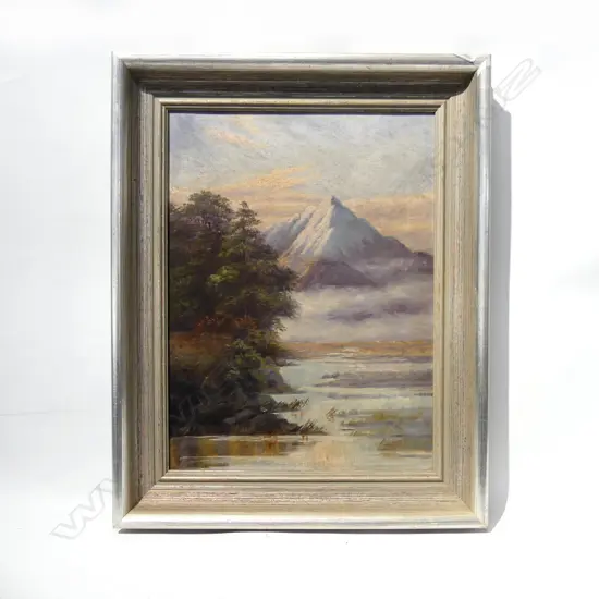 COLONIAL LANDSCAPE OIL ON CANVAS - SILVER FRAME 390x290mm