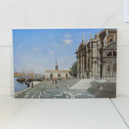 VENETIAN SCENE OIL ON CANVAS. H.620 x 930mm