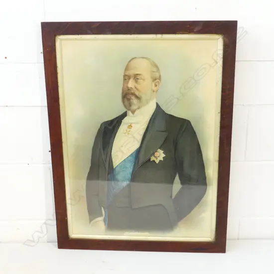 VINTAGE COLOUR PRINT HIS MAJESTY KING EDWARD VII H.640 x 460mm