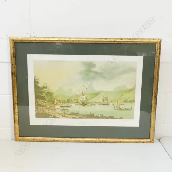 REPRO PRINT by MICHEL GRANDIDIER 'BAIE DE COOK ILE DE MOOREA' 1796. H.400 x 620mm